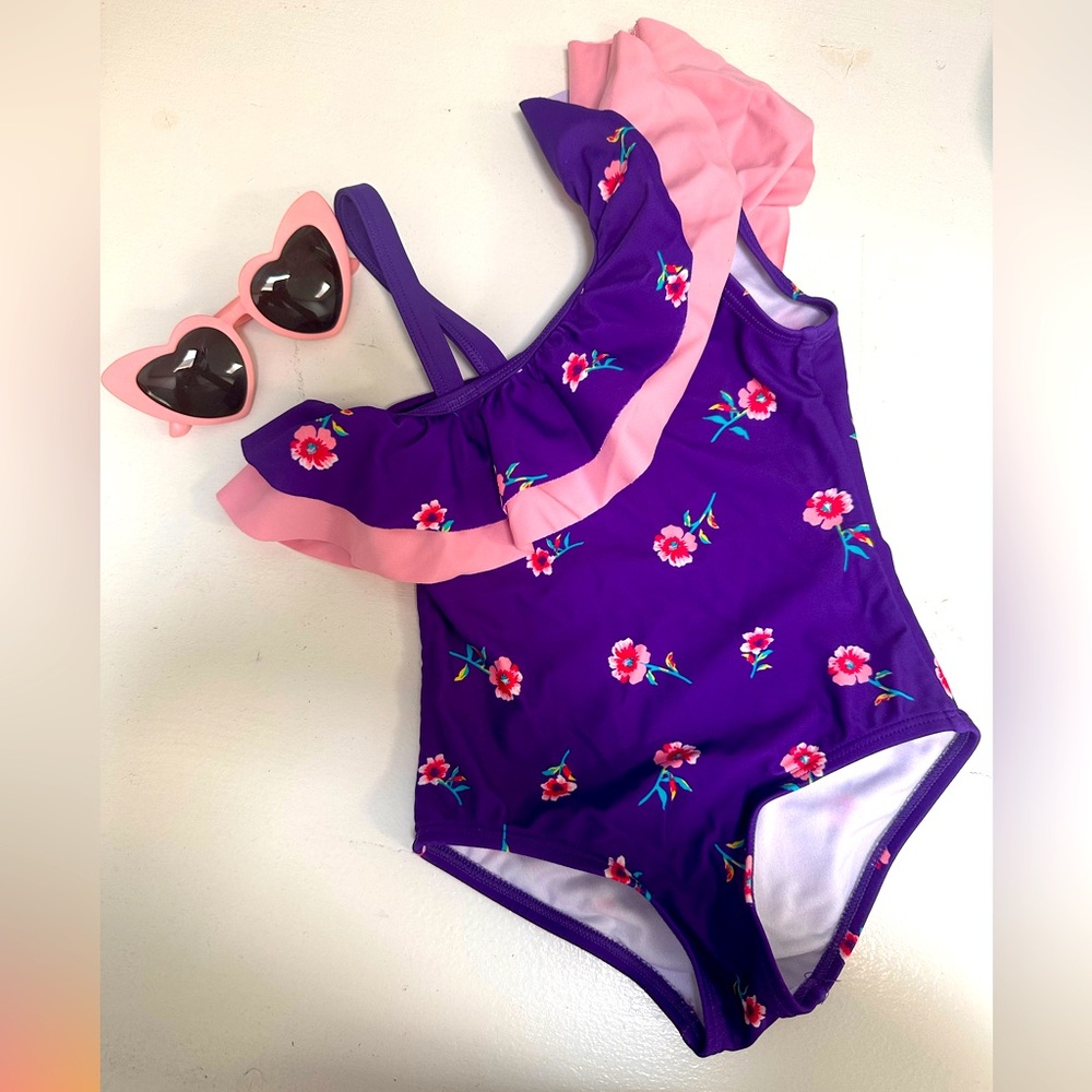 5 for $20 || Okami 3T one shoulder ruffle floral swim one piece